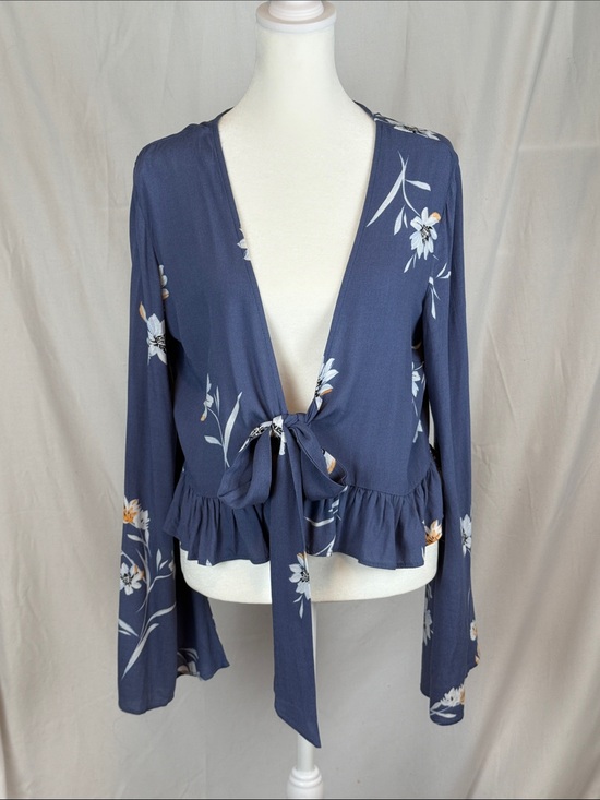 La Hearts Tops - Women's LA Hearts Long Sleeved Tie Front Floral Blouse Boho NWT Medium